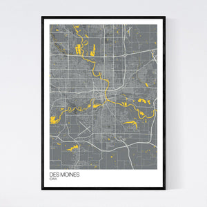 Des Moines City Map Print