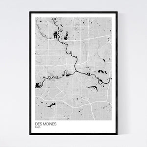 Des Moines City Map Print
