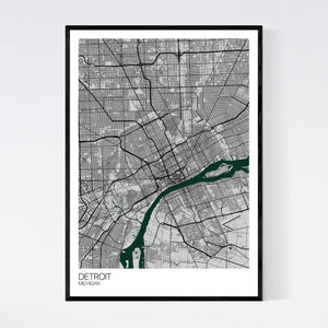 Detroit City Map Print
