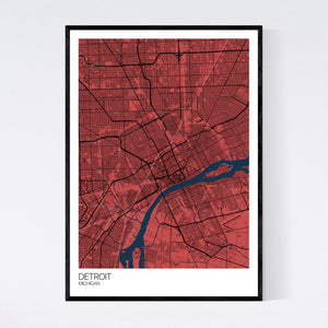 Detroit City Map Print