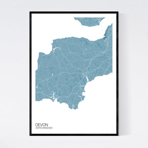 Devon Region Map Print