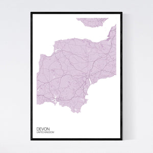 Map of Devon, United Kingdom