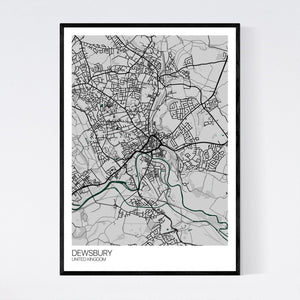 Dewsbury City Map Print