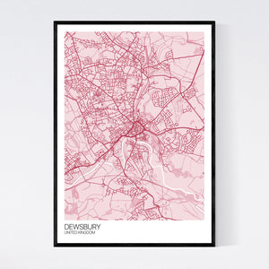 Dewsbury City Map Print