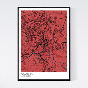 Dewsbury City Map Print