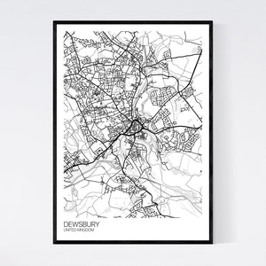 Dewsbury City Map Print