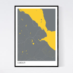 Djibouti Country Map Print