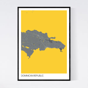 Dominican Republic Country Map Print