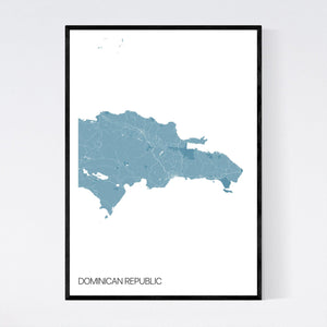Dominican Republic Country Map Print