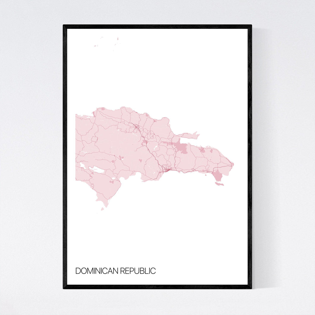 Dominican Republic Country Map Print