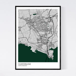 Dunfermline City Map Print