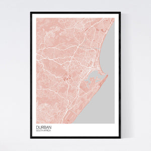 Map of Durban, South Africa