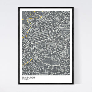 Edinburgh City Centre City Map Print