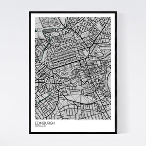 Edinburgh City Centre City Map Print