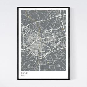 Elche City Map Print