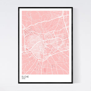 Map of Elche, Spain