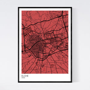Elche City Map Print