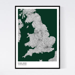 England Country Map Print