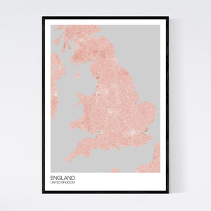 England Country Map Print