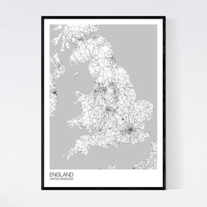 England Country Map Print