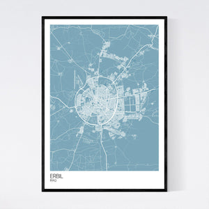 Erbil City Map Print