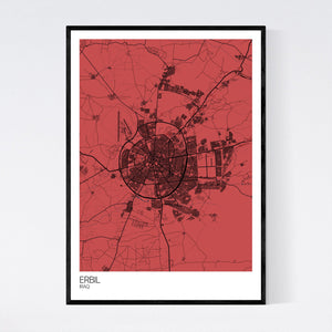 Erbil City Map Print