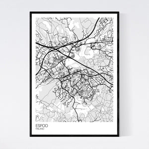 Espoo City Map Print