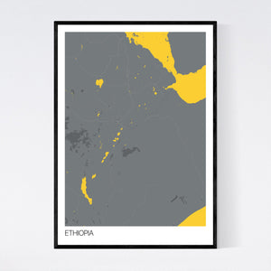 Ethiopia Country Map Print