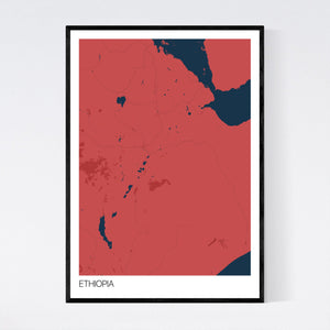 Ethiopia Country Map Print