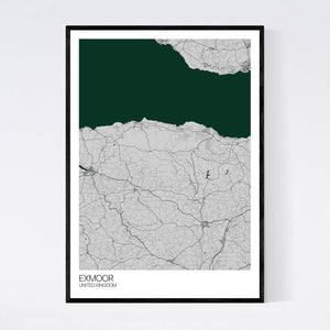 Map of Exmoor, United Kingdom
