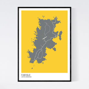 Fair Isle Island Map Print