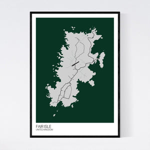 Fair Isle Island Map Print