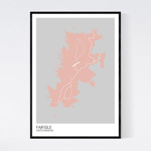 Fair Isle Island Map Print