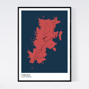 Fair Isle Island Map Print