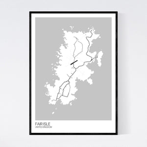 Fair Isle Island Map Print