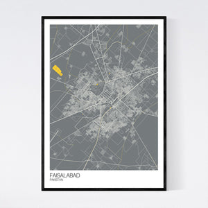Faisalabad City Map Print
