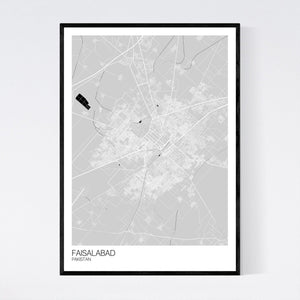 Faisalabad City Map Print