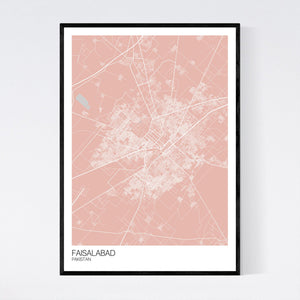 Faisalabad City Map Print