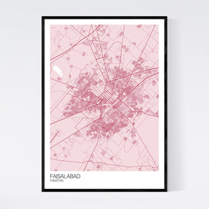 Faisalabad City Map Print
