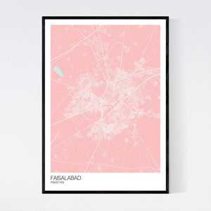 Faisalabad City Map Print