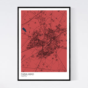 Faisalabad City Map Print