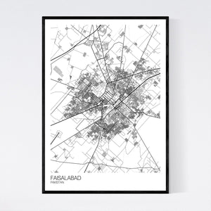 Faisalabad City Map Print