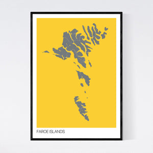 Faroe Islands Country Map Print