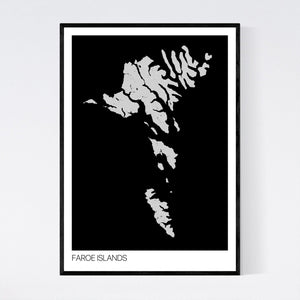 Faroe Islands Country Map Print