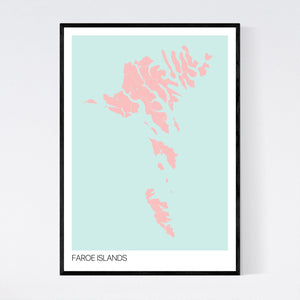 Faroe Islands Country Map Print