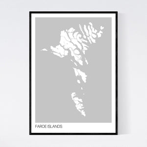 Faroe Islands Country Map Print