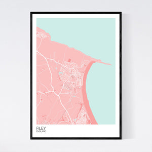 Filey Town Map Print