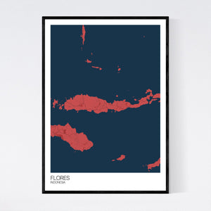 Flores Island Map Print