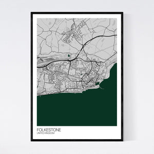 Folkestone City Map Print