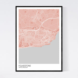 Folkestone City Map Print